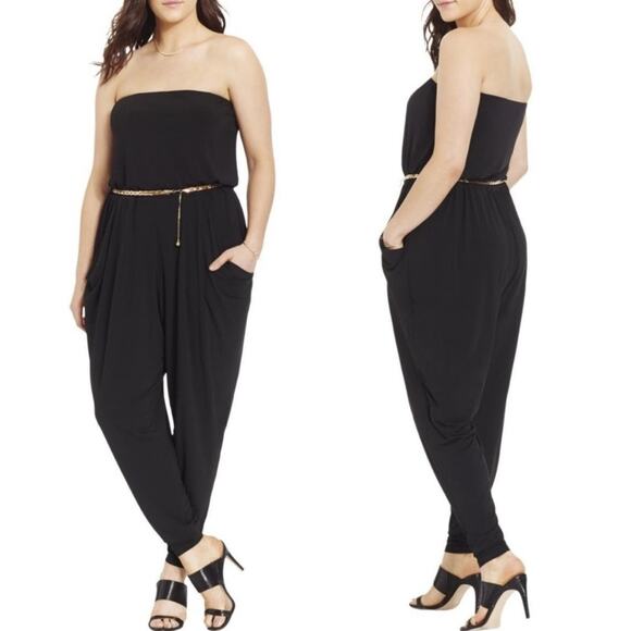 City Chic Pants - NWT City Chic Dancing Queen Black Strapless Haren Jumpsuit M / 18